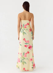 Bronte Strapless Maxi Dress Lemon Soleil