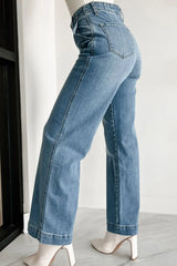 Hazel Blues® | Button Fly High Waist Jeans