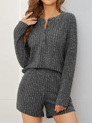 Hazel Blues® | Ribbed Round Neck Top and Shorts Set