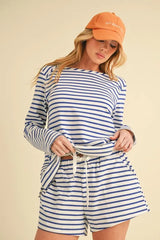 Hazel Blues® | Aemi+Co Drawstring Contrast Striped Shorts