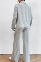 Hazel Blues® | Mock Neck Dropped Shoulder Top and Pants Set