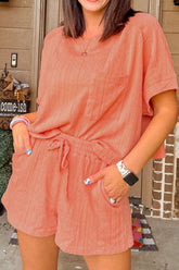 Hazel Blues® | Texture Short Sleeve Top and Shorts Set