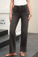 Hazel Blues® | High-Waisted Wide-Leg Vintage Wash Jeans