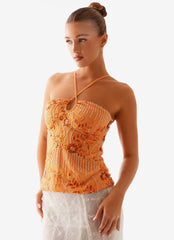 Catalina Sequin Top Orange
