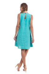 Amalie Aqua Linen Dress