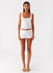 Coastline Cotton Micro Mini Shorts White