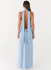 Alicia Satin Halter Maxi Dress Baby Blue