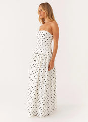 Andorra Maxi Dress White Polkadot