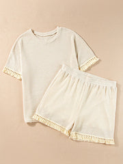Hazel Blues® | Tassel Round Neck Top and Shorts Set