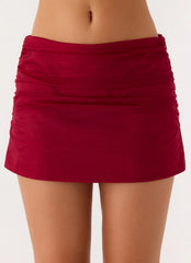 Atenea Organza Mini Skirt Deep Red