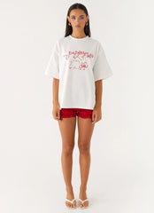 Born To Have Fun Oversized Graphic Tee Pink Bunny