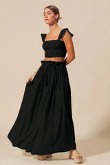 Hazel Blues® | SO ME Smocked Top and Flowy Maxi Skirt Set
