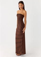 Belisse Beaded Mesh Maxi Dress Chocolate