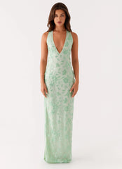 Cydney Beaded Maxi Dress Sage