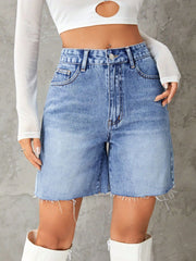 Hazel Blues® | Frayed Hem Denim Shorts