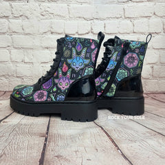 Baphomed neon goat ankle boots