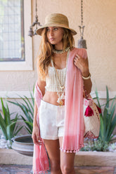 Blush Pompom Scarf