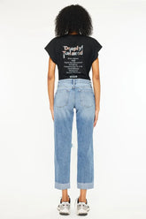 Hazel Blues® | Kancan Mid Rise Distressed Boyfriend Fit Jeans