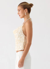 Amelita Sequin Top Ivory