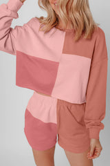 Hazel Blues® | Color Block Round Neck Top and Shorts Set