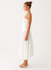 Cherry Skies Midi Dress White