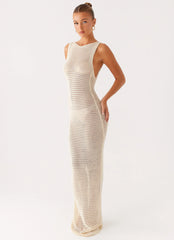 Beach House Crochet Maxi Dress White