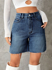 Hazel Blues® | Frayed Hem Denim Shorts