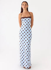 Alessandro Halter Maxi Dress Blue Mocha Dot