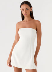 Della Strapless Mini Dress White