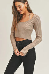 Hazel Blues® | MABLE Long Sleeve Crop Sweater Top and Inner Bra Set