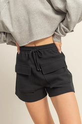Hazel Blues® | HYFVE Drawstring Waffle Knit Front Pocket Shorts