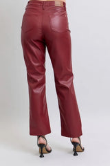 Hazel Blues® | Judy Blue High Waist Tummy Control Faux Leather Straight Pants