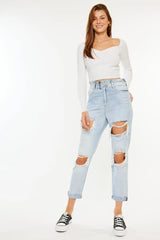 Hazel Blues® | Kancan Open Pack Paperbag Mom Jeans