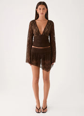 Avelora Lace Top Chocolate