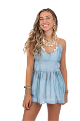 Camilla Blue Silk Cotton Top