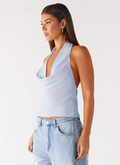 Charli Cowl Top Blue