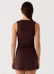 Cherry Sky Mini Dress Chocolate