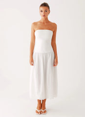 Cherry Skies Midi Dress White