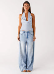 Charli Cowl Top Blue