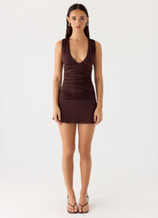 Cherry Sky Mini Dress Chocolate