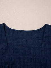 Hazel Blues® | Textured Square Neck Top and Shirred High Waist Shorts Set