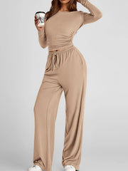 Hazel Blues® | Round Neck Long Sleeve Top and Pants Set