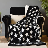 Closeout Black and White Stars Soft Handmade Luxury Throw - Plutus Brands