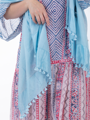 Cornflower Blue Pompom Scarf