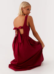Brylin Linen Midi Dress Red