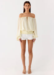 Coconut Kiss Off Shoulder Long Sleeve Top Yellow