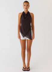 Altego Layered Backless Top Cool Chocolate
