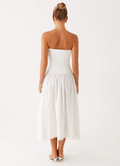 Cherry Skies Midi Dress White
