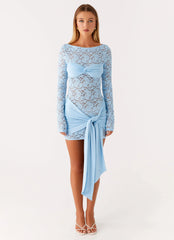 Consie Long Sleeve Mini Dress Pale Blue