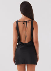 Be Mine Satin Mini Dress Black